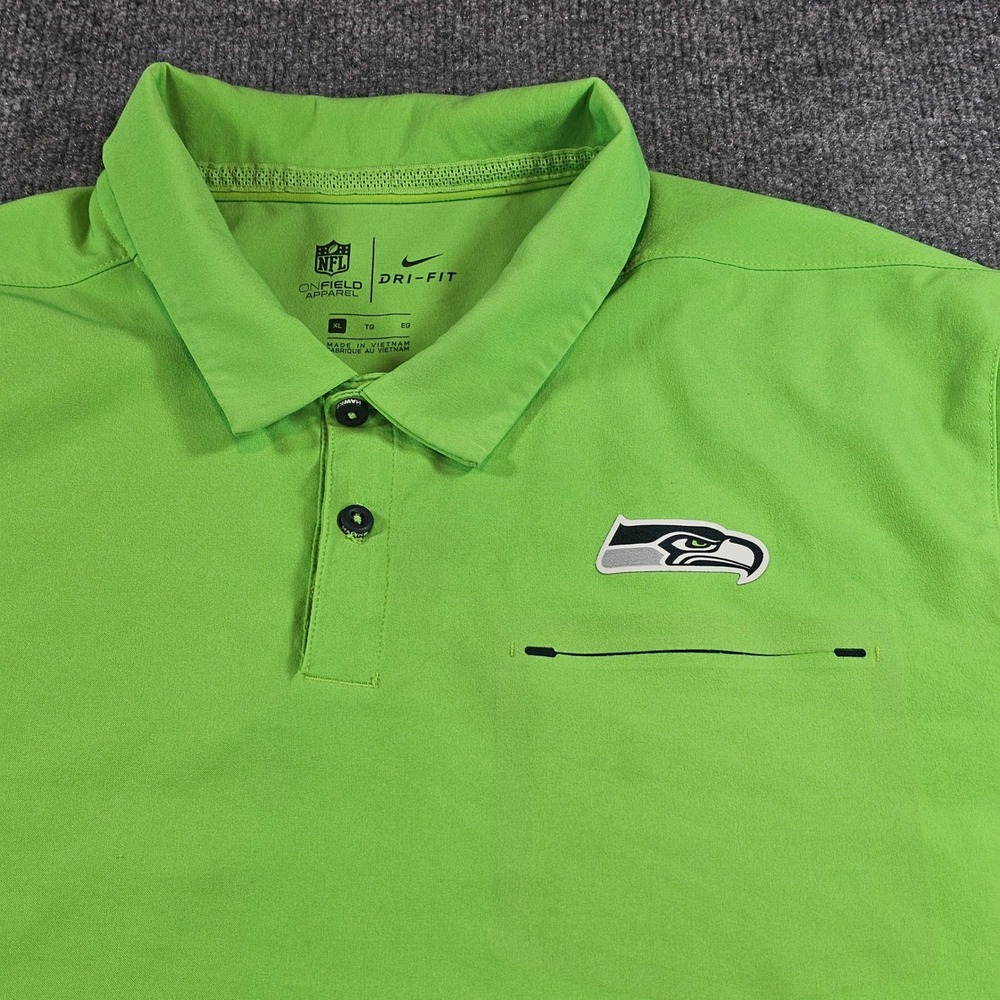 Nike Onfield Mens XL Green Seattle Seahawks AO3896-313 Dri-FIT Polo NFL Football